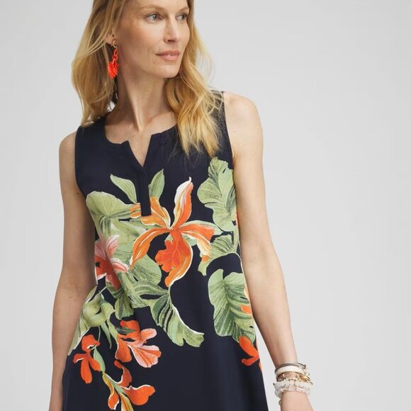 Chico's Tops - NWT Chico's Orchid Notch navy floral 4 sleeveless tank top shirt XXL pullover